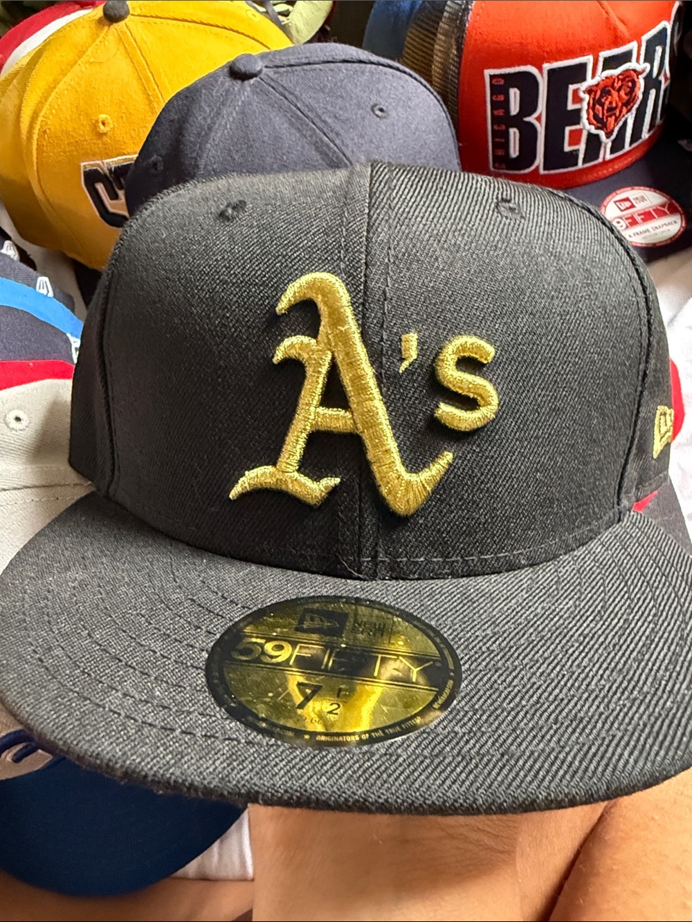 New Era Black & Gold Oakland A's Fitted Hat
